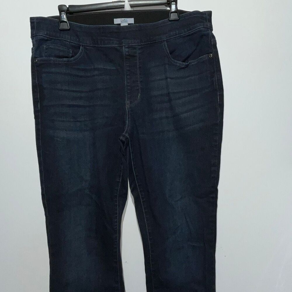 Croft & Barrow Women's Blue Whiskering Stretch Skinny Pull-On Jeans Size 14